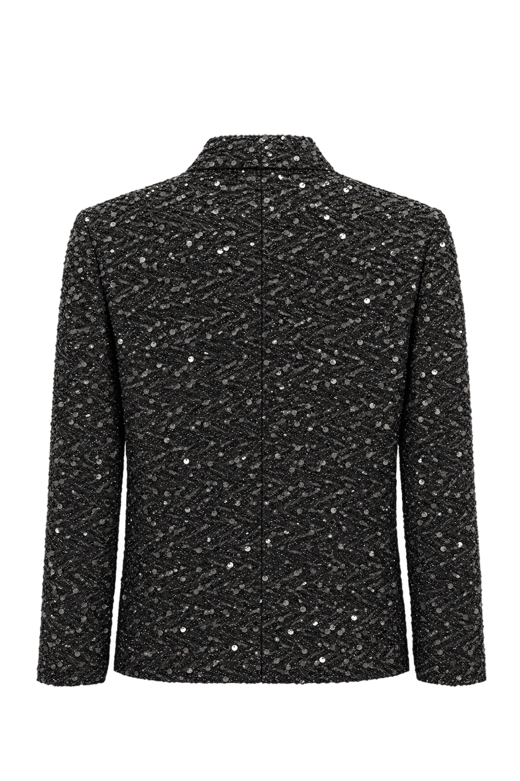 1980s Black Beaded Synthetic Jacket - Back View