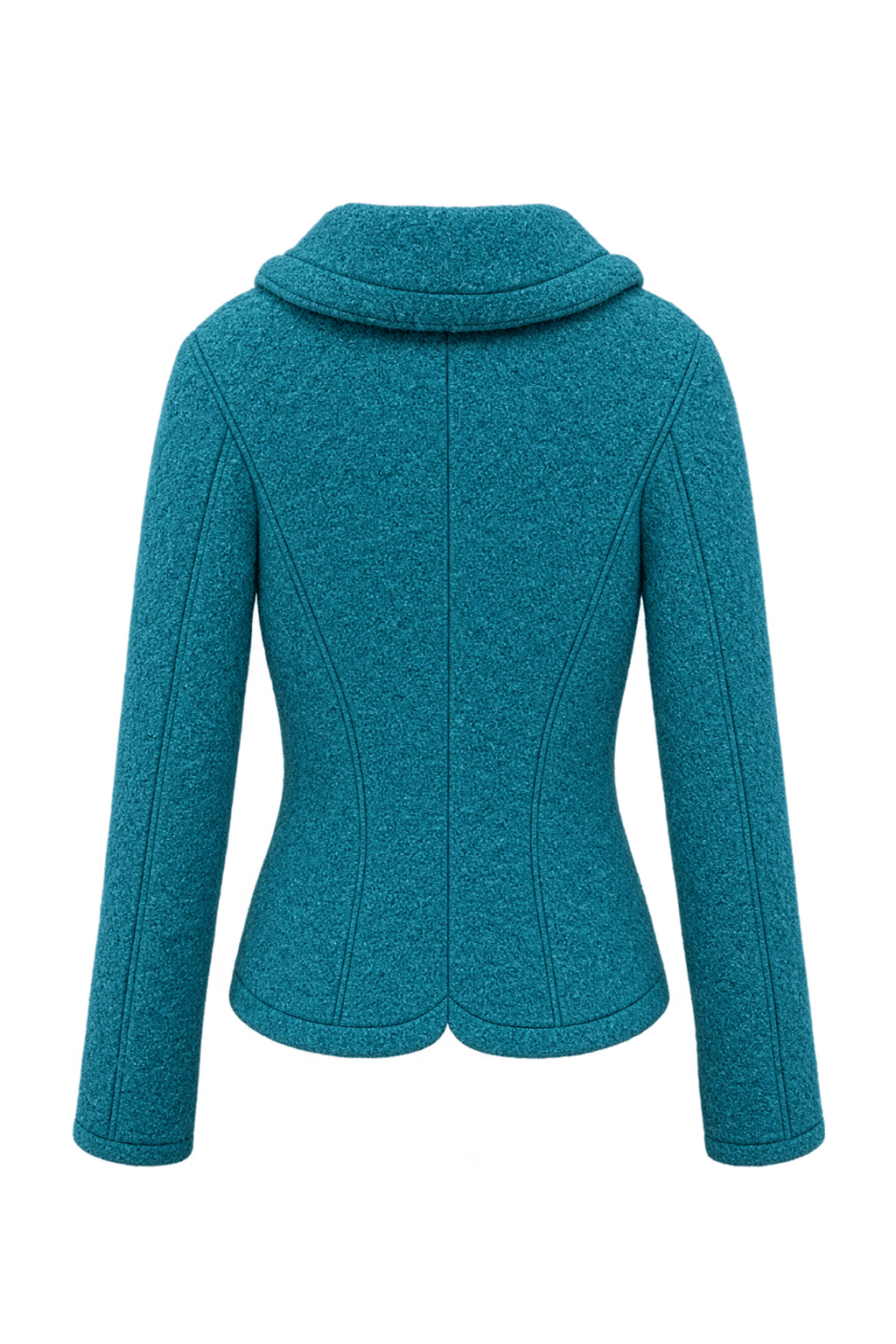 1980s Teal Blue Wool Jacket - Back View