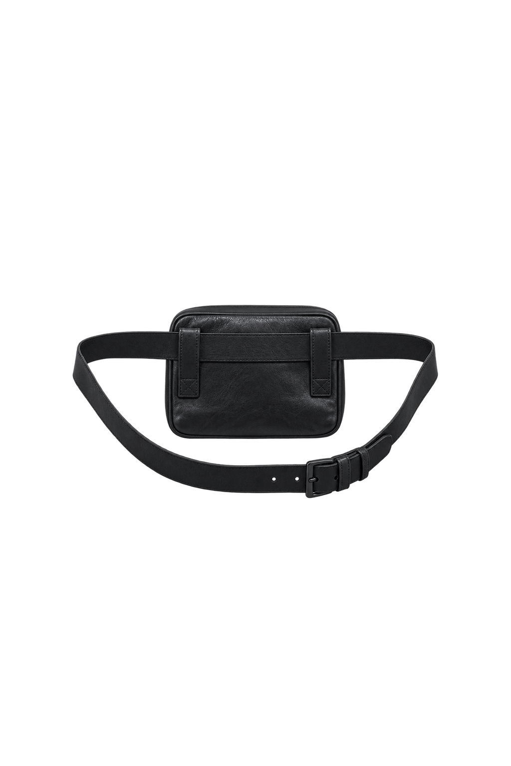 1980s Dark Navy Blue Leather Belt Bag - Back View