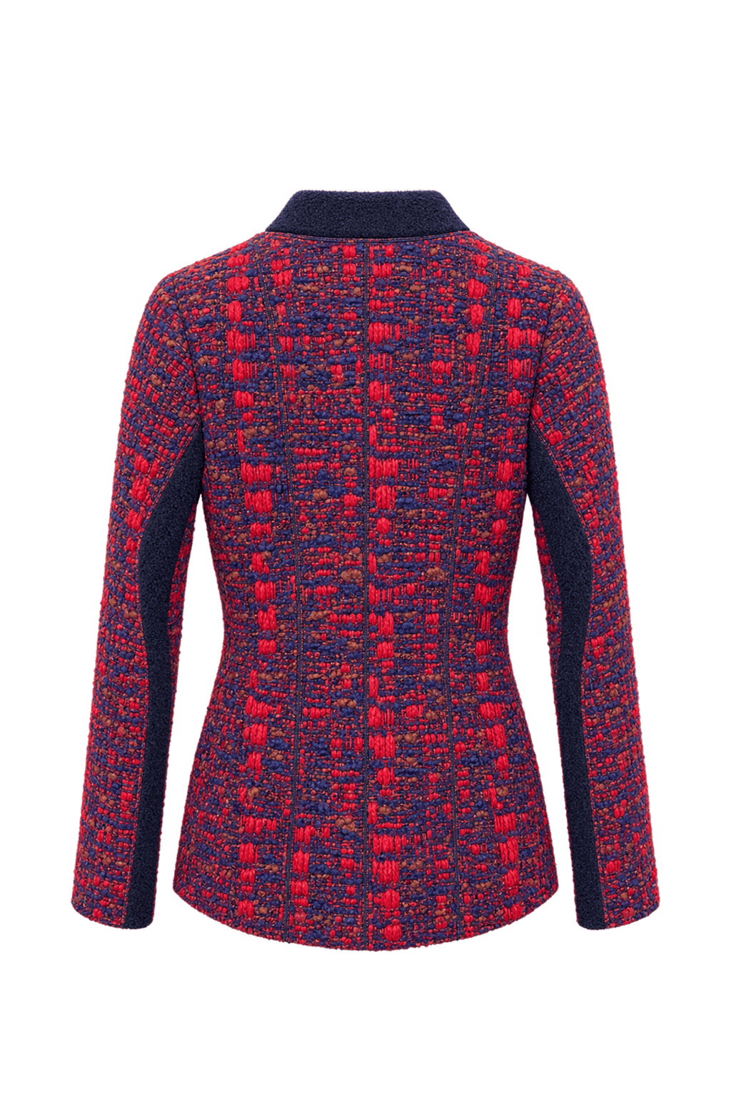 1990s Deep Navy Purple Bouclé Jacket - Back View