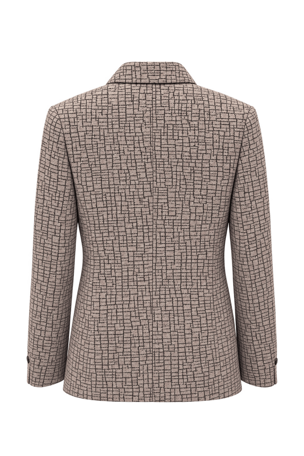 1980s Warm Taupe Woven Blazer - Back View