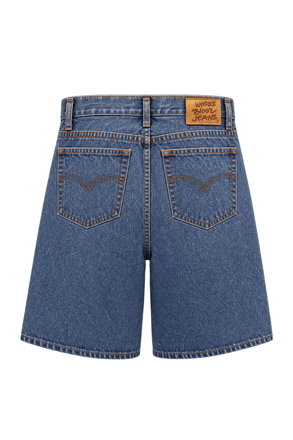 1980s Faded Medium Blue Denim Shorts - Back View