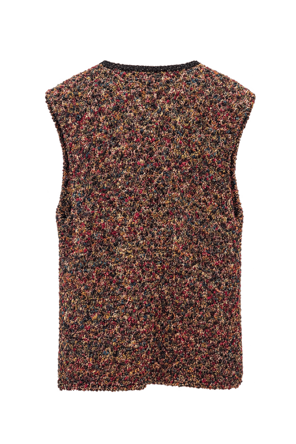 1970s Multicolored Dark Brown Yarn Knit Vest - Back View