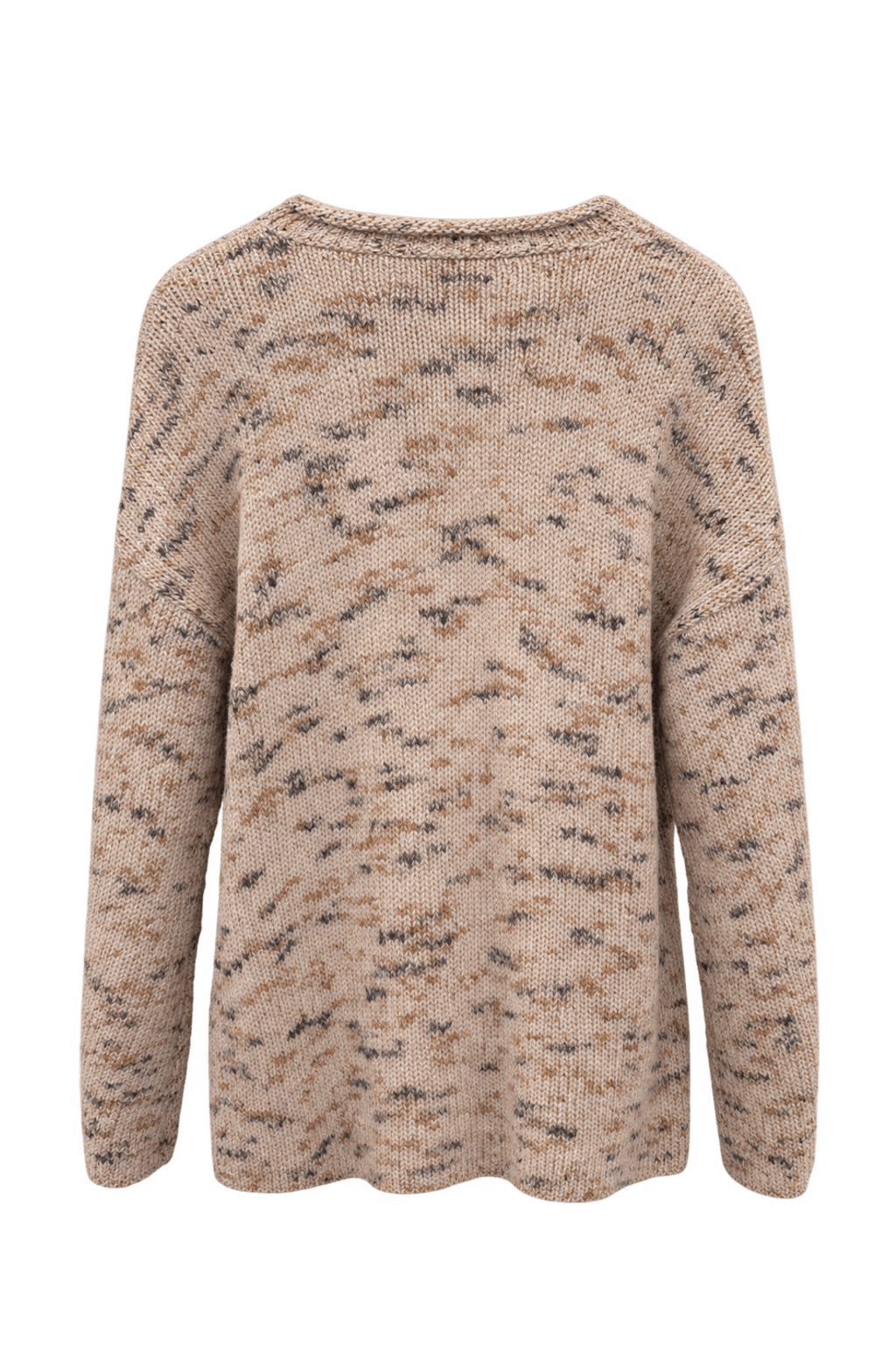 1980s Oatmeal Beige Yarn Knit Cardigan - Back View