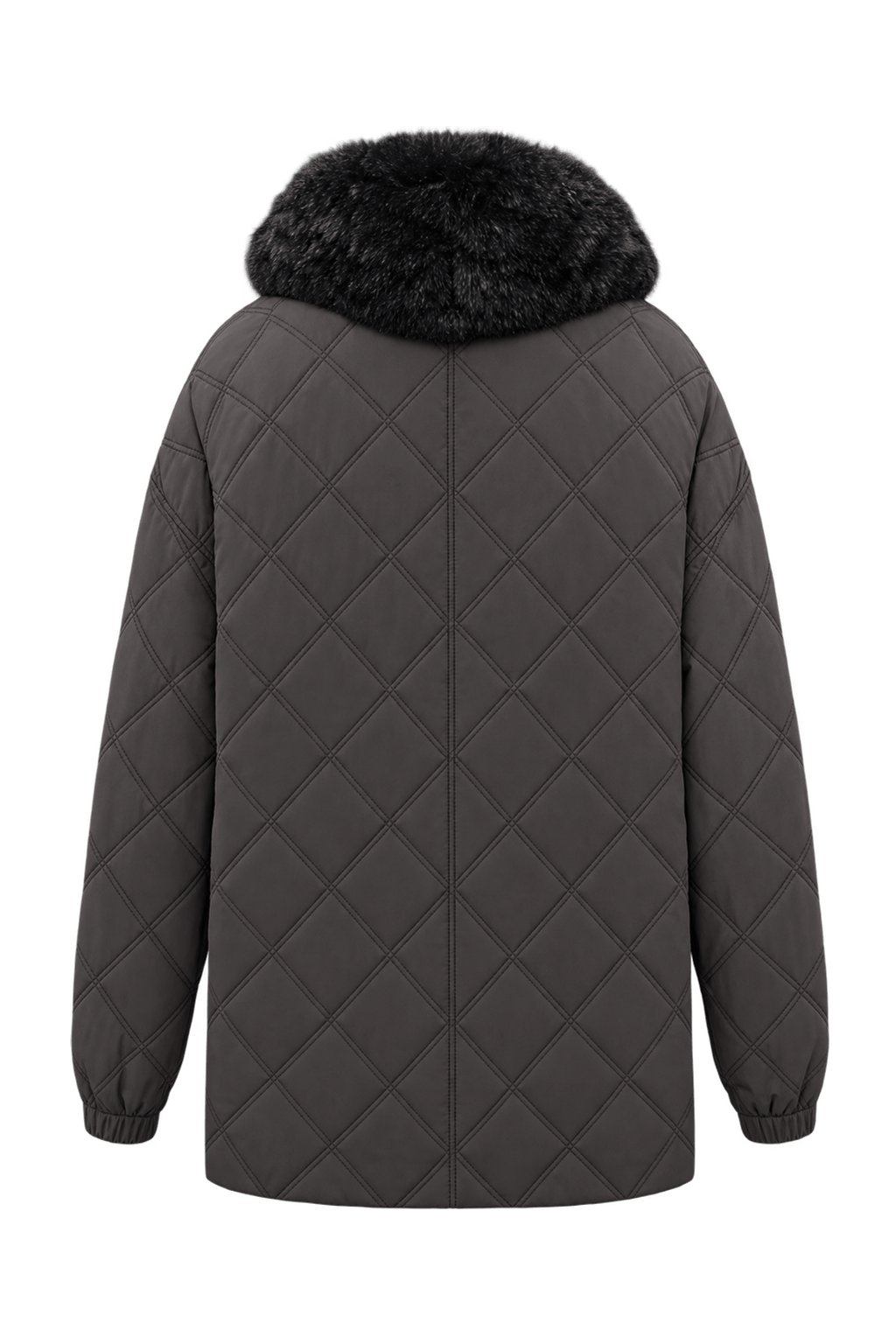 1990s Dark Charcoal Brown Synthetic Jacket - Back View