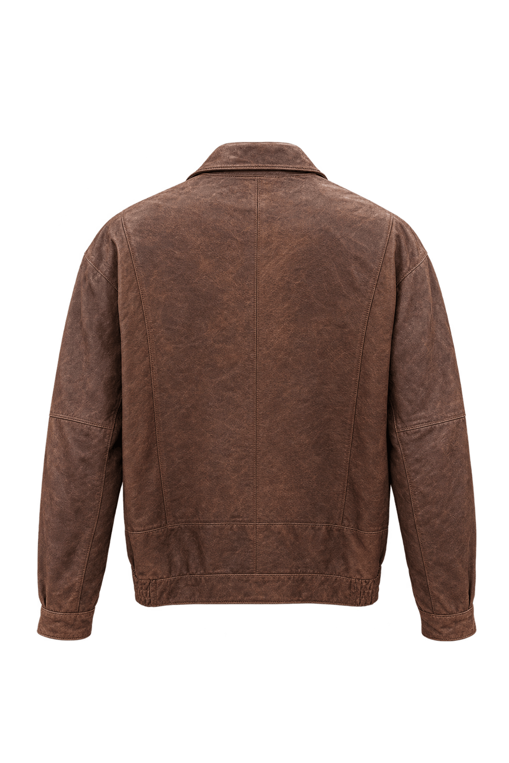 1980s Weathered Medium Brown Leather Jacket - Back View