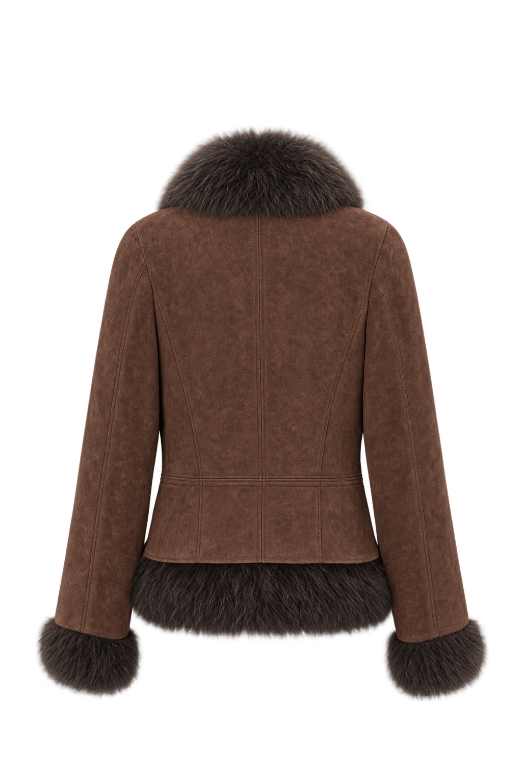 1990s Warm Medium Brown Suede Jacket - Back View