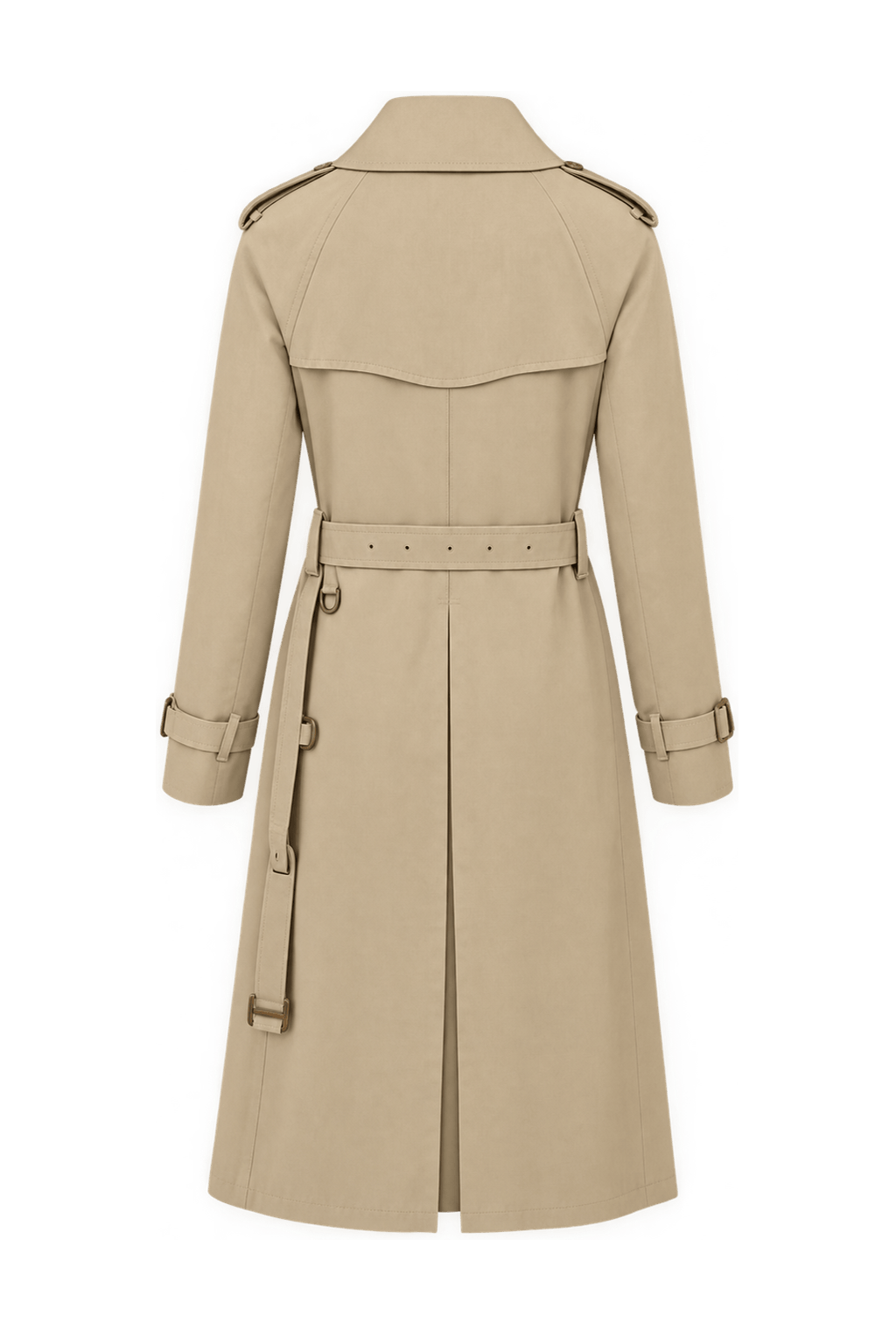 1980s Beige Cotton Blend Trench Coat - Back View