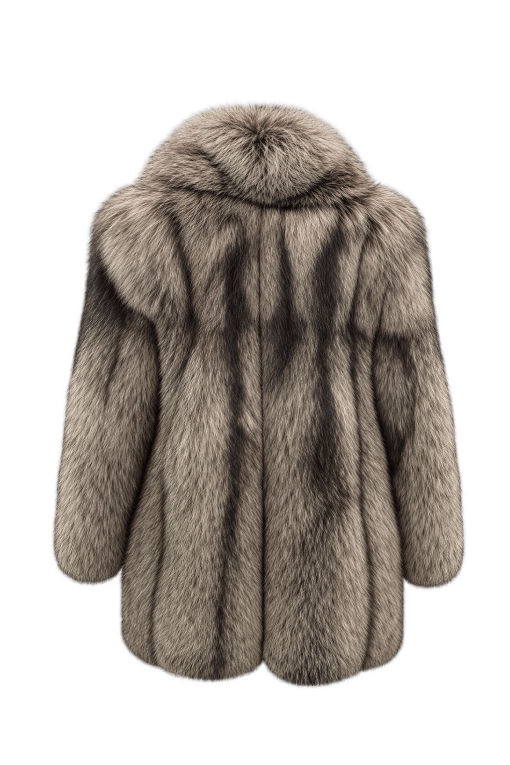 1980s Silver Gray Fur Coat - Back View