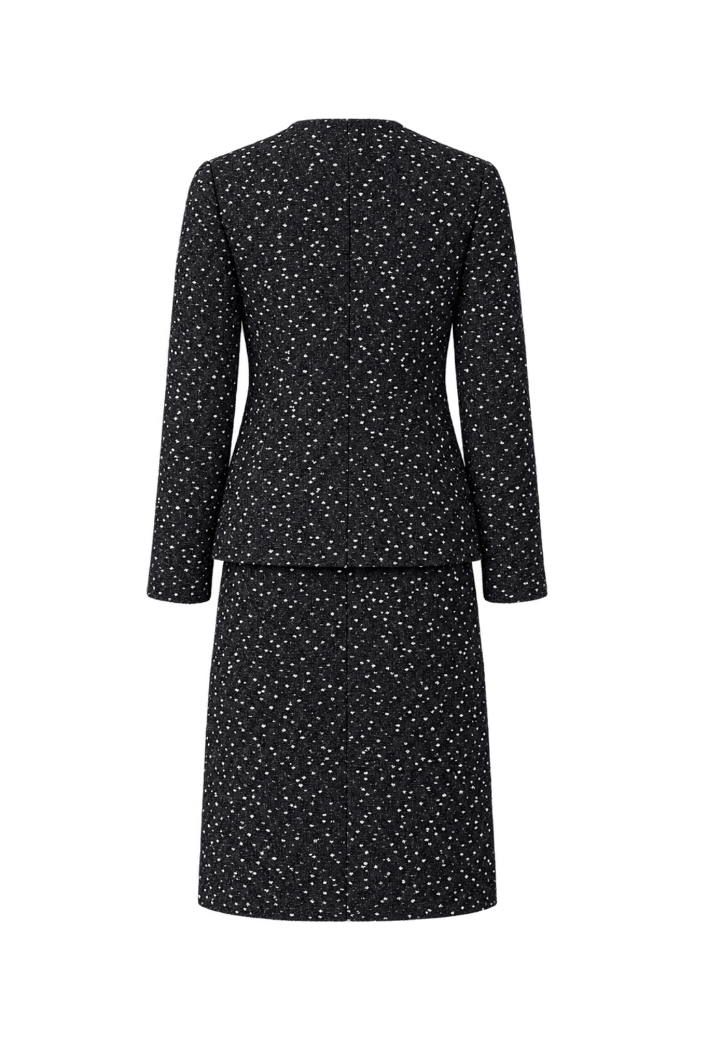 1980s Black & White Woven Dress and Jacket Set - Back View