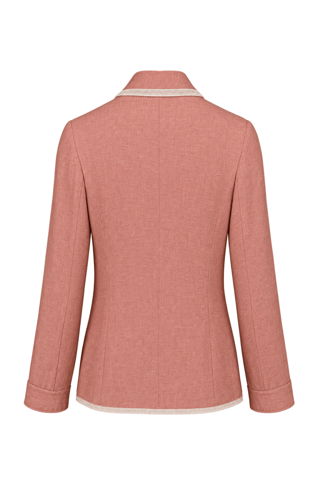 1990s Dusty Salmon Pink Linen Blazer - Back View