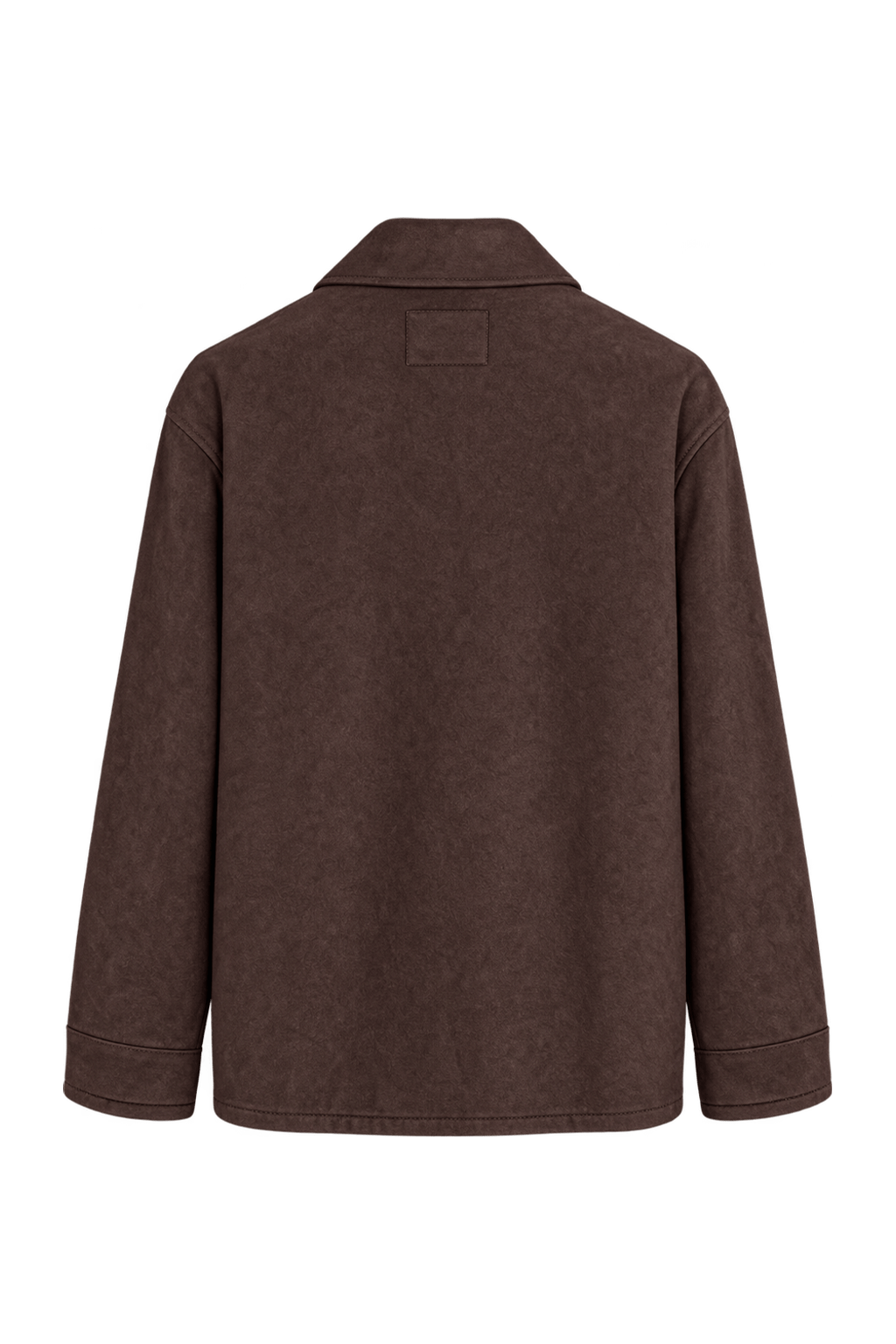 1990s Dark Chocolate Brown Suede-Look Jacket - Back View