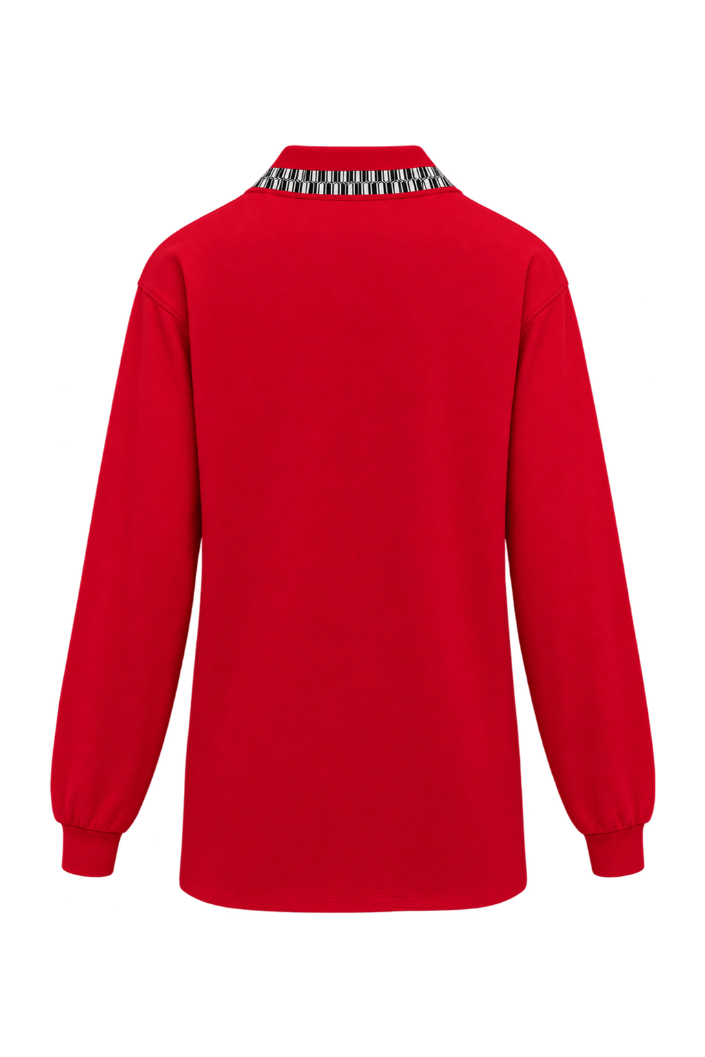1980s Bright Red Smooth Knit Polo - Back View