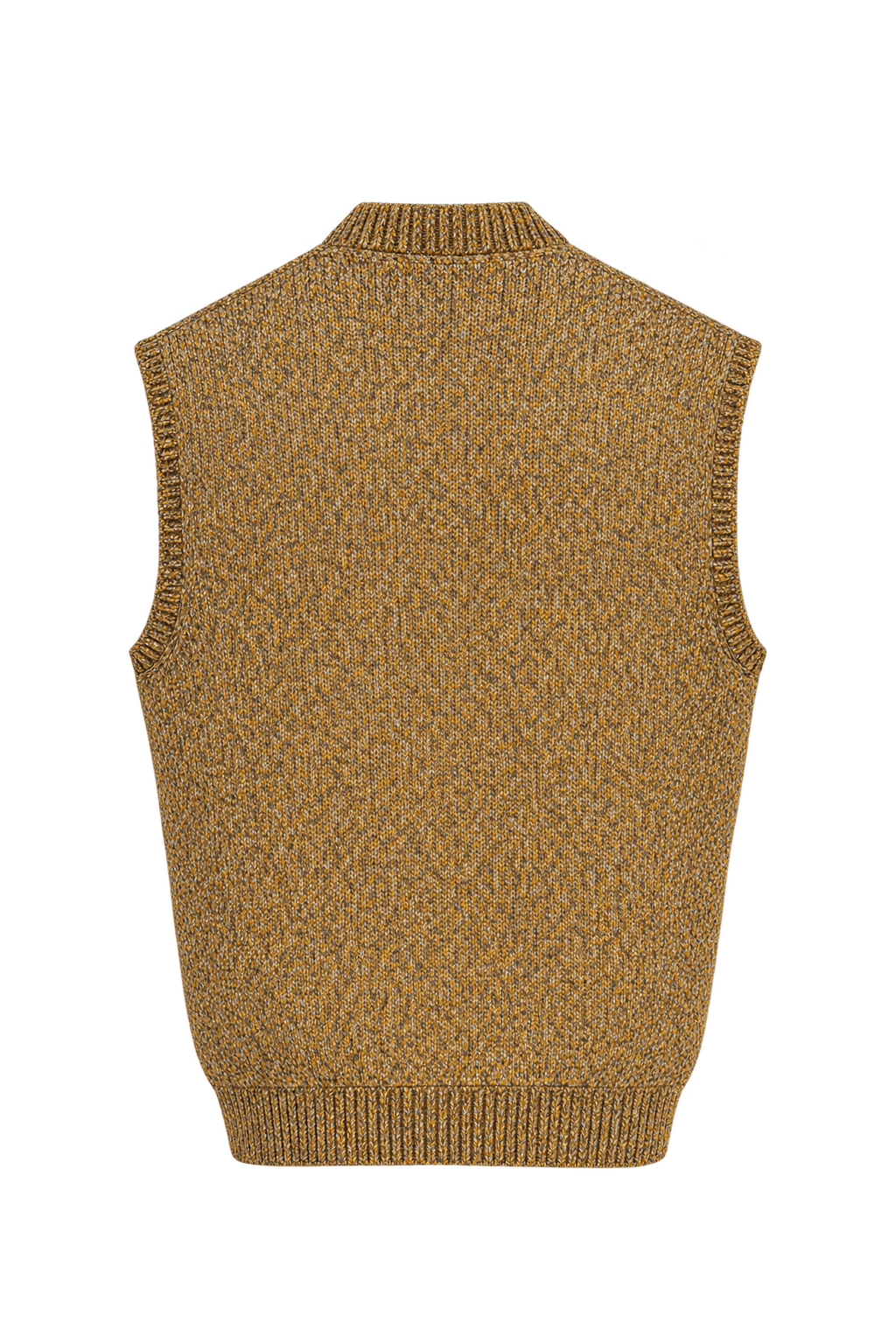 1970s Mustard Yellow and Gray Marl Knitted Vest - Back View