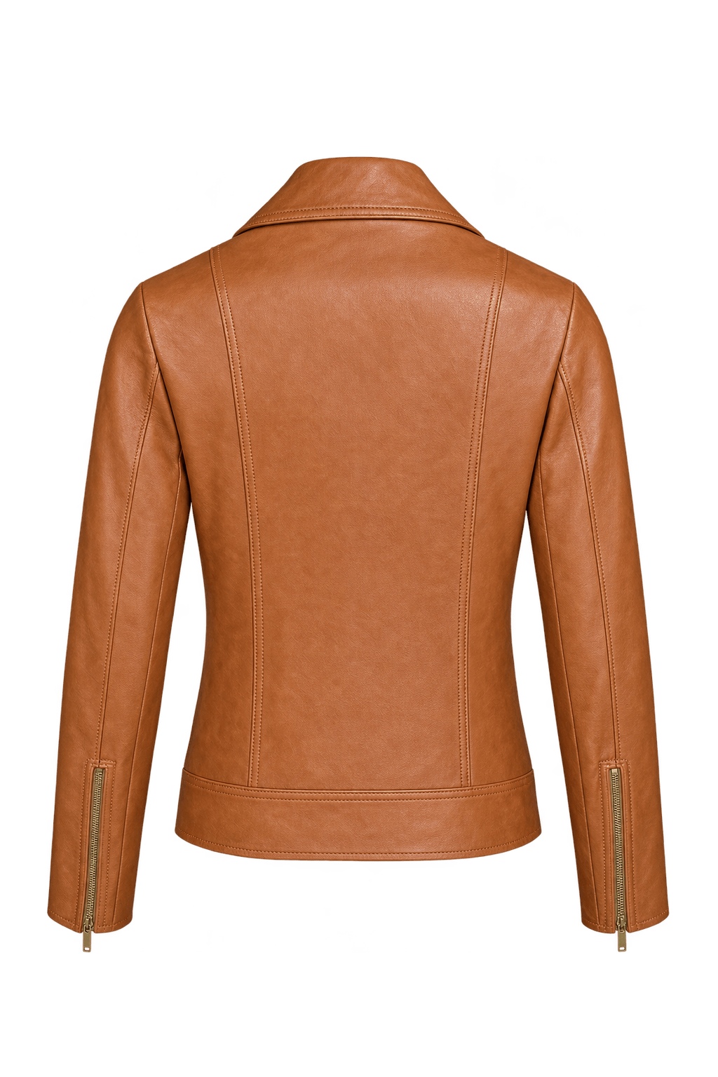 1990s Cognac Orange-Brown Leather Jacket - Back View