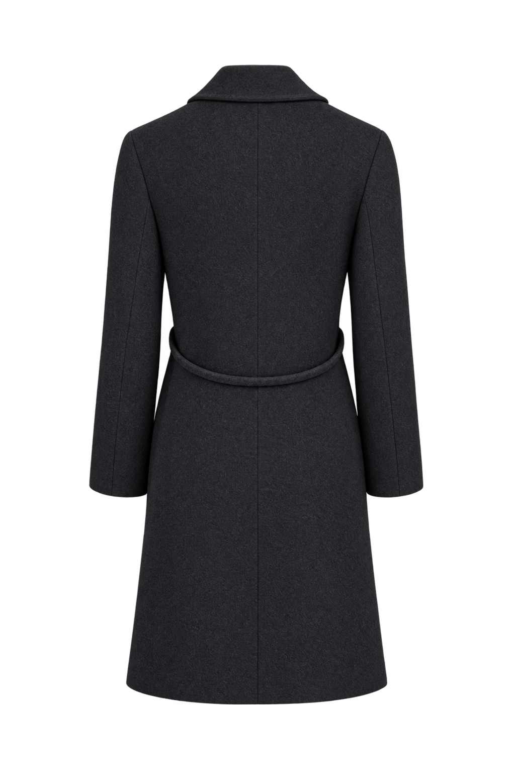 1990s Black Wool Blend Coat - Back View