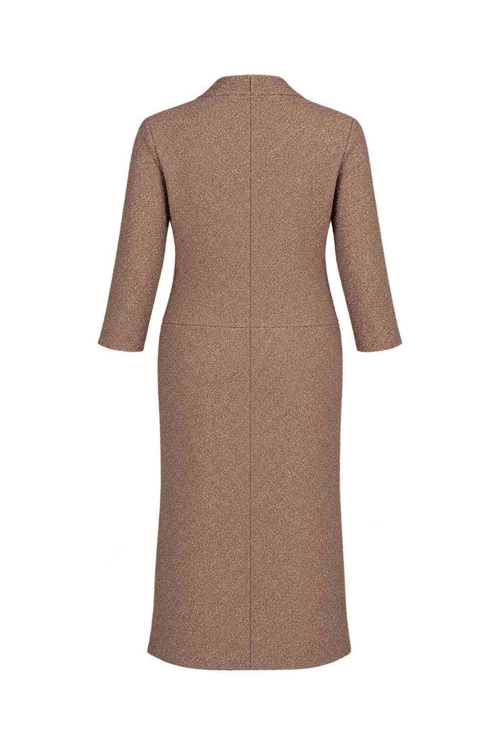 1970s Warm Brown Textured Woven Midi Dress - Back View