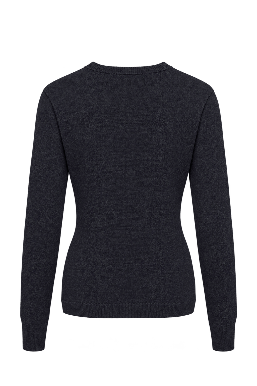 1970s Dark Charcoal Navy Knitted Yarn Sweater - Back View