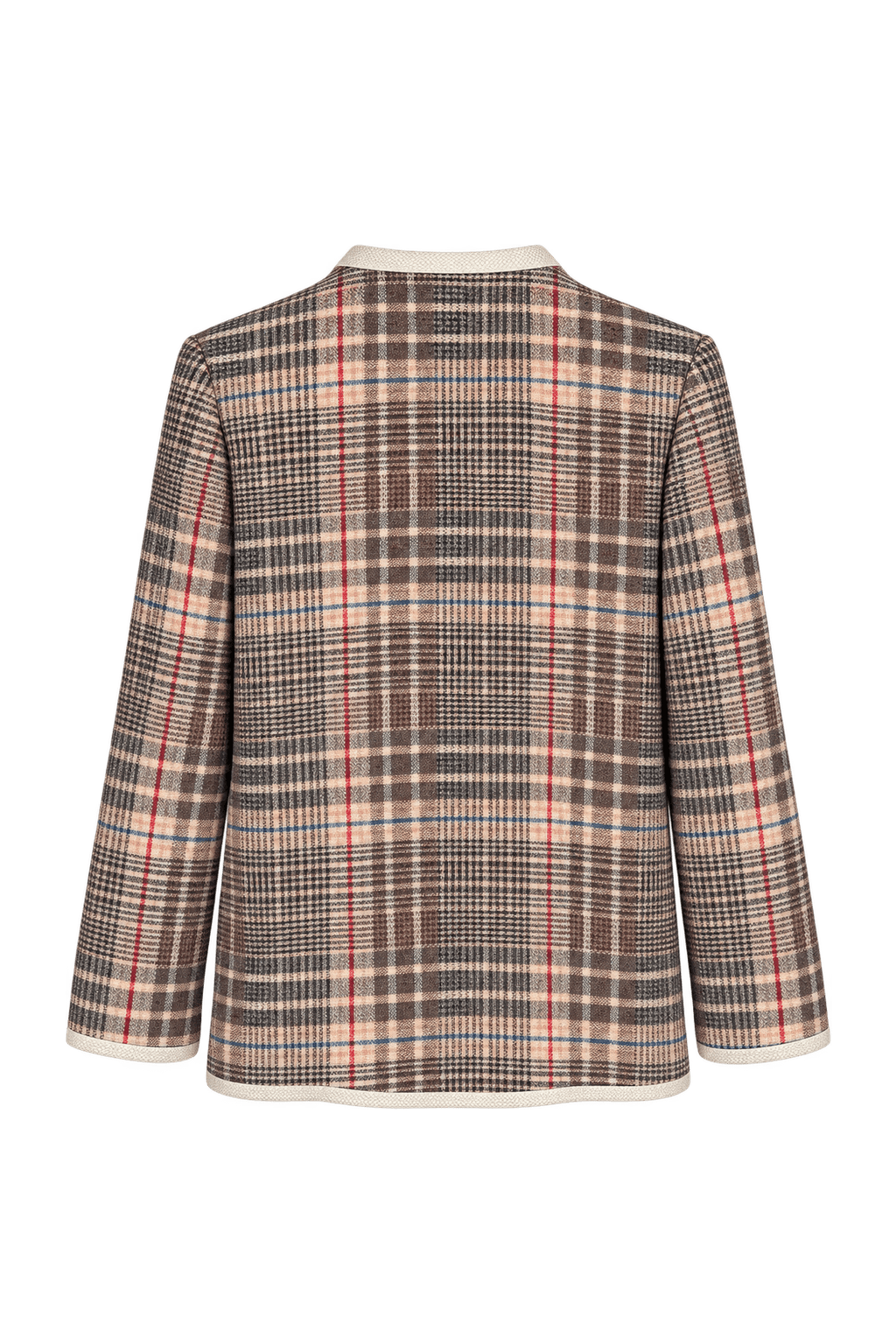 1980s Brown and Cream Woven Tweed Jacket - Back View