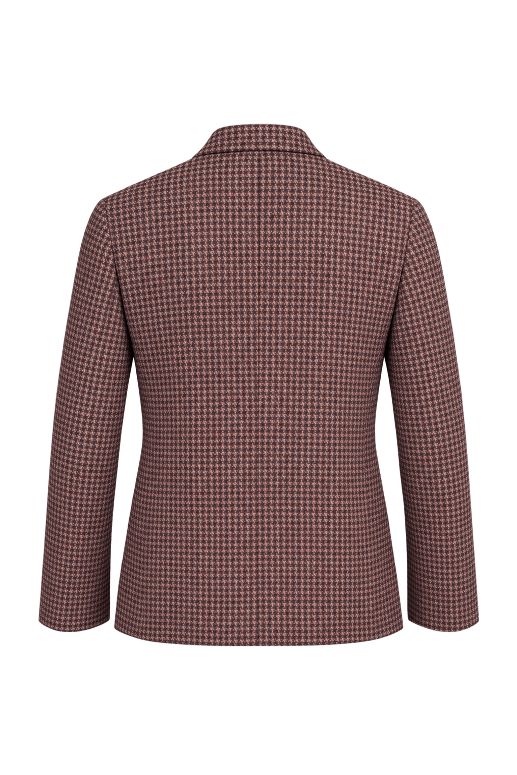 1970s Mottled Burgundy Brown Woven Wool Blazer - Back View
