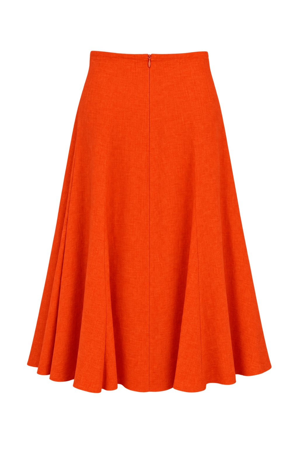 1990s Vivid Orange Linen Skirt - Back View