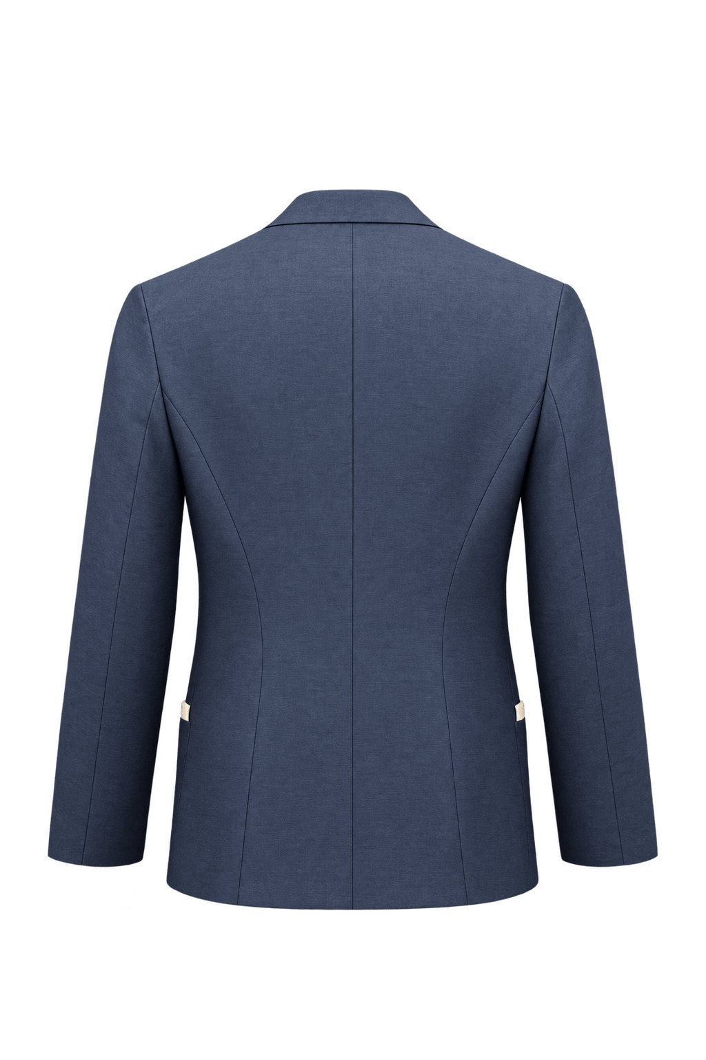 1990s Slate Navy Blue Woven Blazer - Back View
