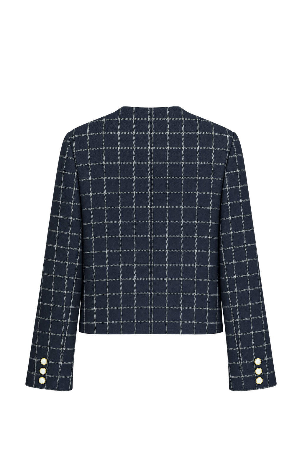 1990s Dark Navy Woven Fabric Jacket - Back View