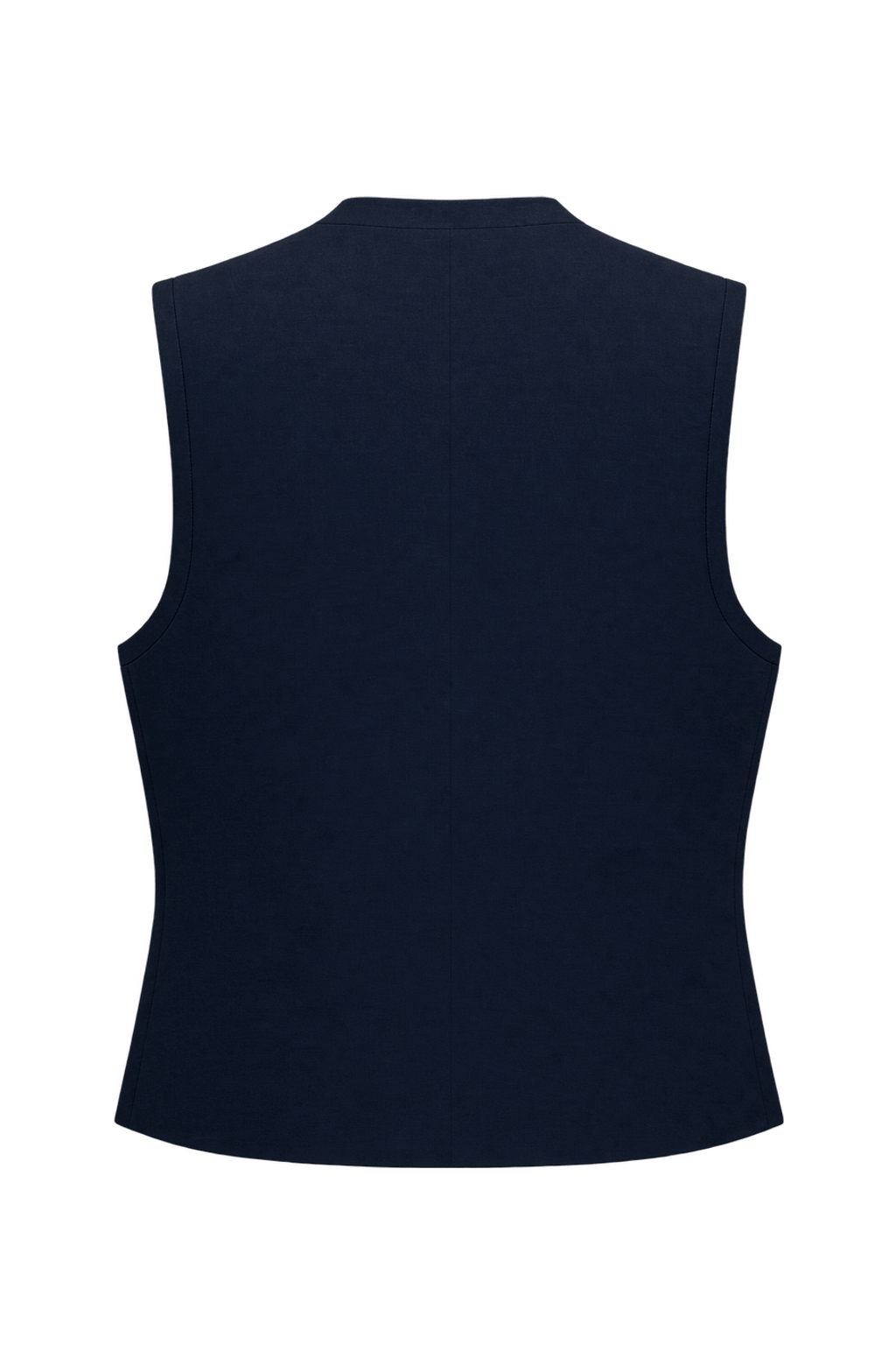 1990s Very Dark Navy Blue Woven Vest - Back View