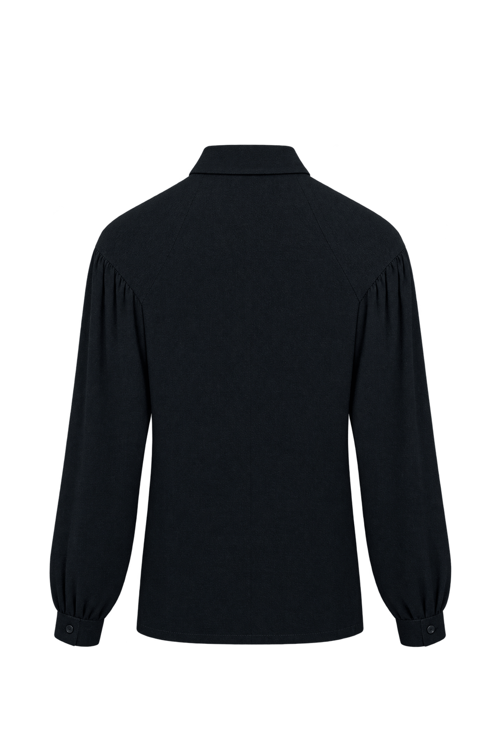 1980s Black Woven Fabric Blouse - Back View