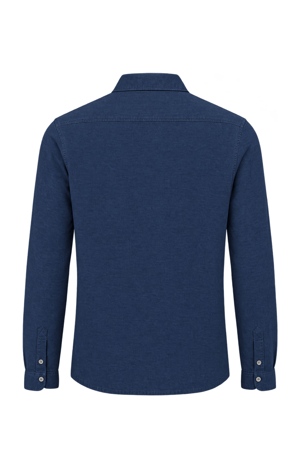 1990s Navy Blue Woven Button-Down Shirt - Back View