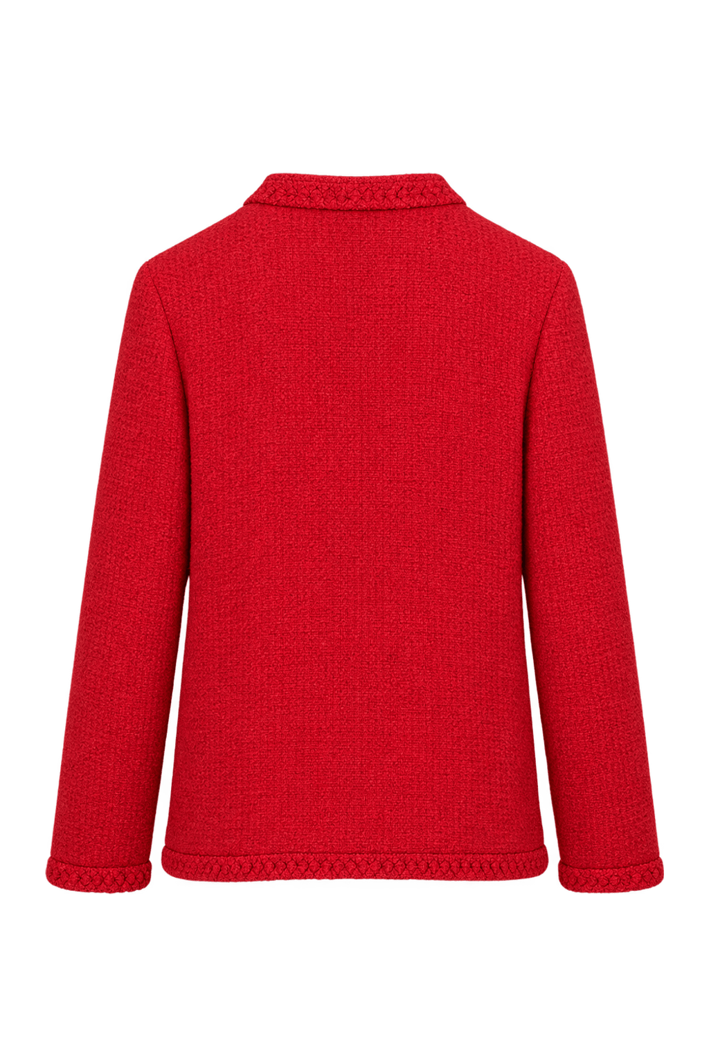1980s Bright Red Textured Fabric Jacket - Back View
