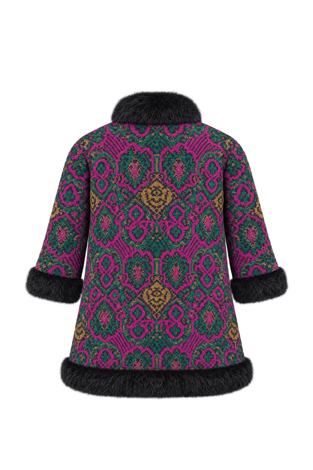 1980s Emerald Green Knit Jacket - Back View