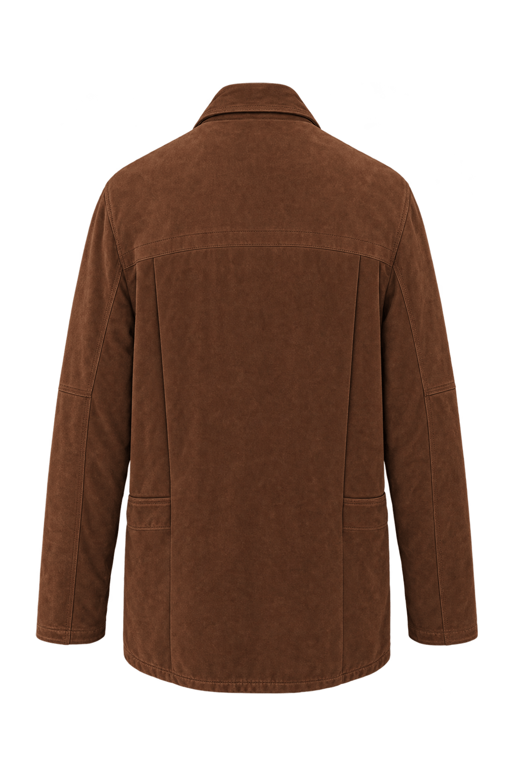 1980s Warm Chestnut Brown Suede-like Jacket - Back View