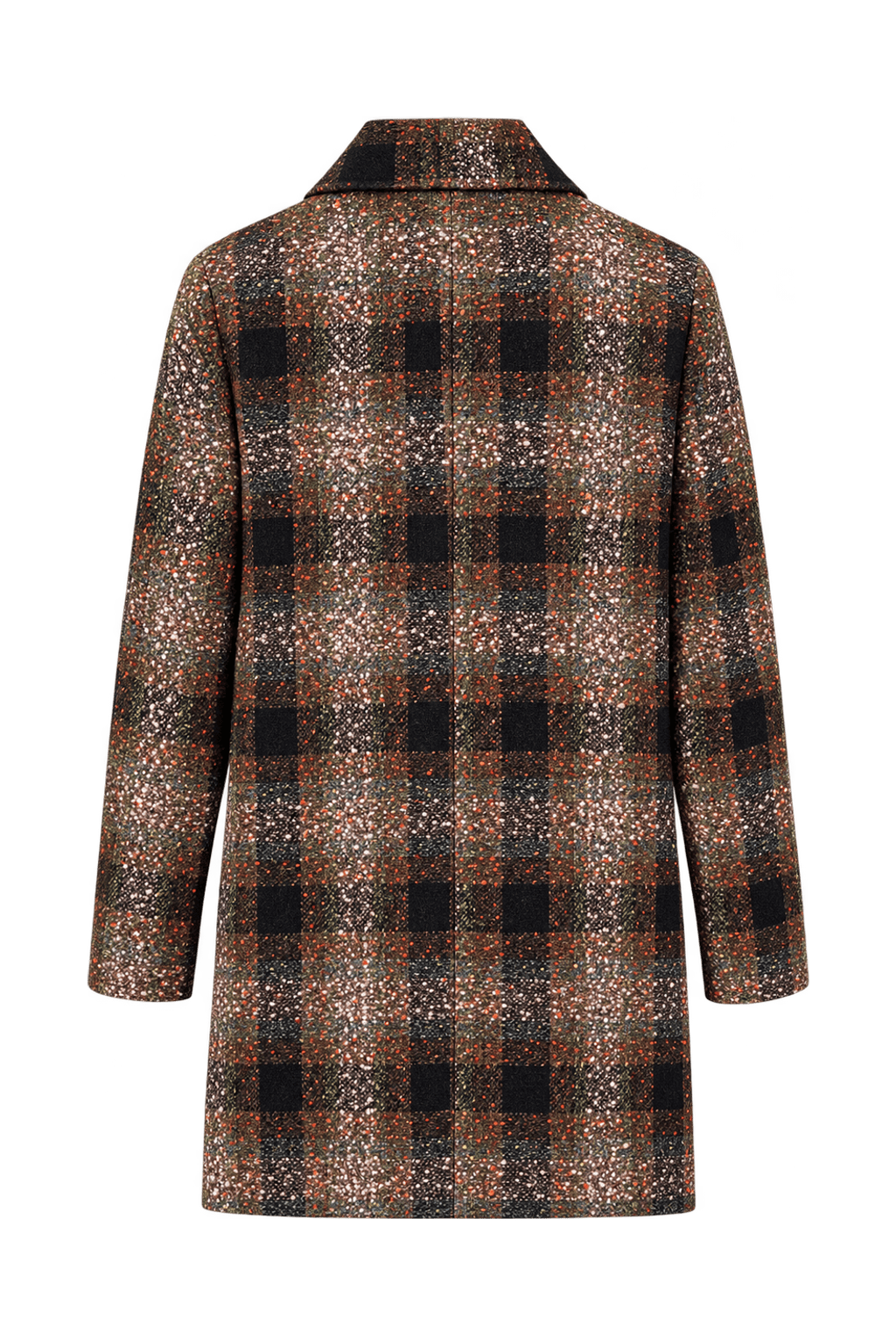 1950s Mottled Brown and Olive Wool Coat - Back View