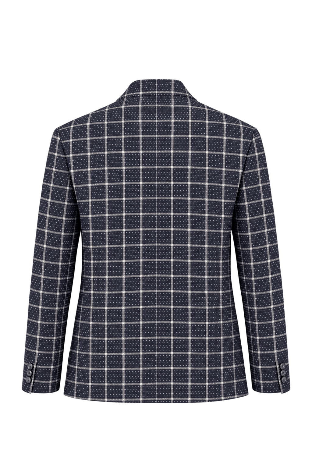 1970s Dark Navy Blue Woven Textile Blazer - Back View