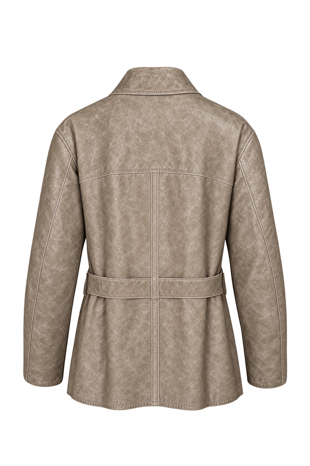 1980s Weathered Tan Leather Jacket - Back View