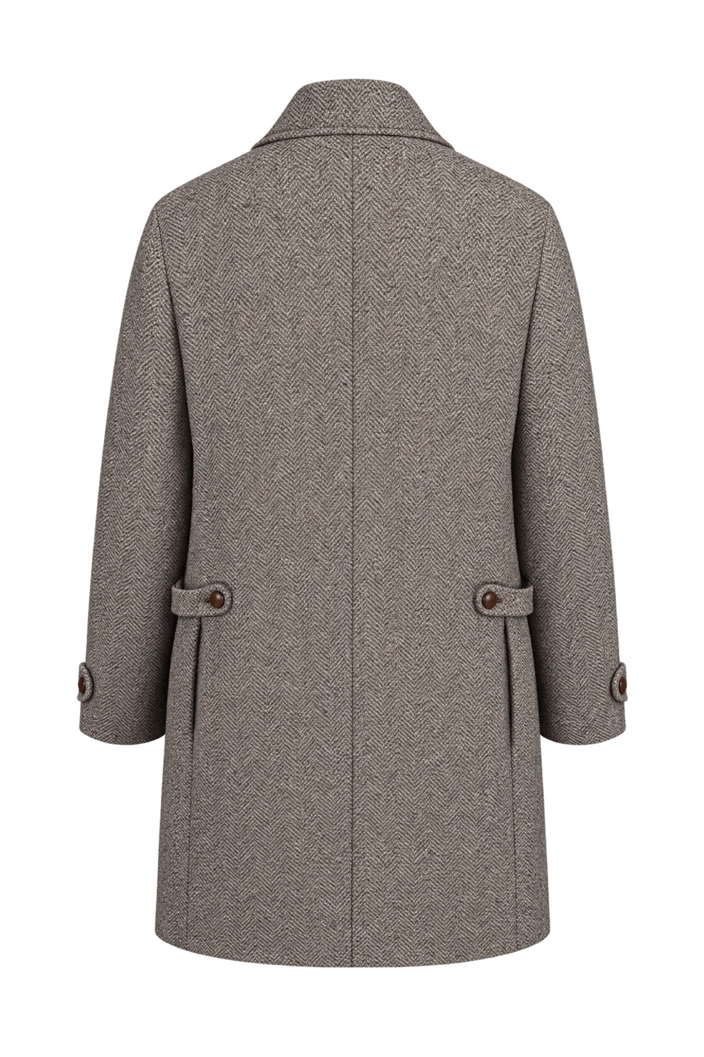 1980s Taupe Brown Wool Coat - Back View