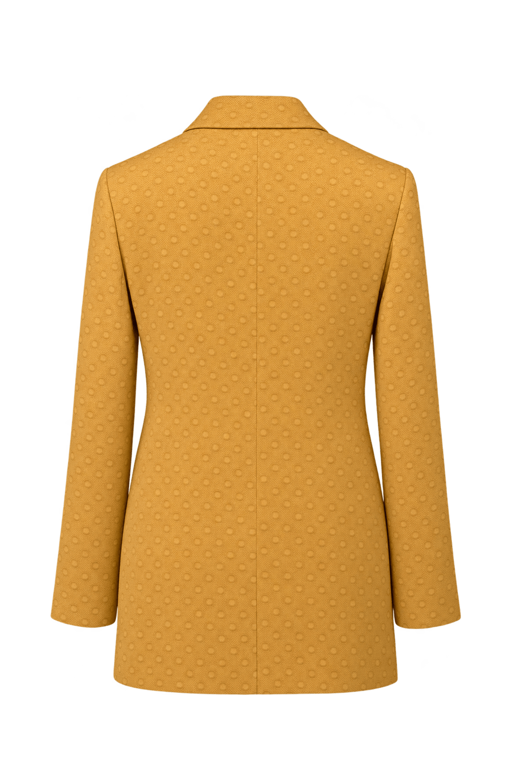 1980s Warm Golden Yellow Woven Jacquard Blazer - Back View