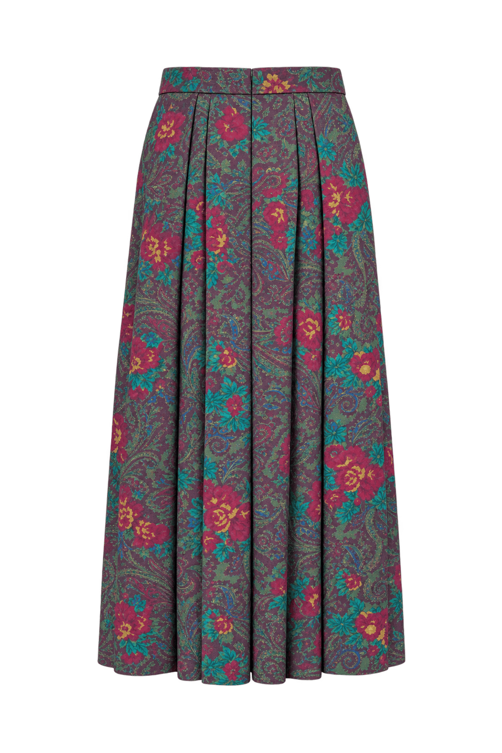 1980s Dark Plum Purple Woven Fabric Skirt - Back View