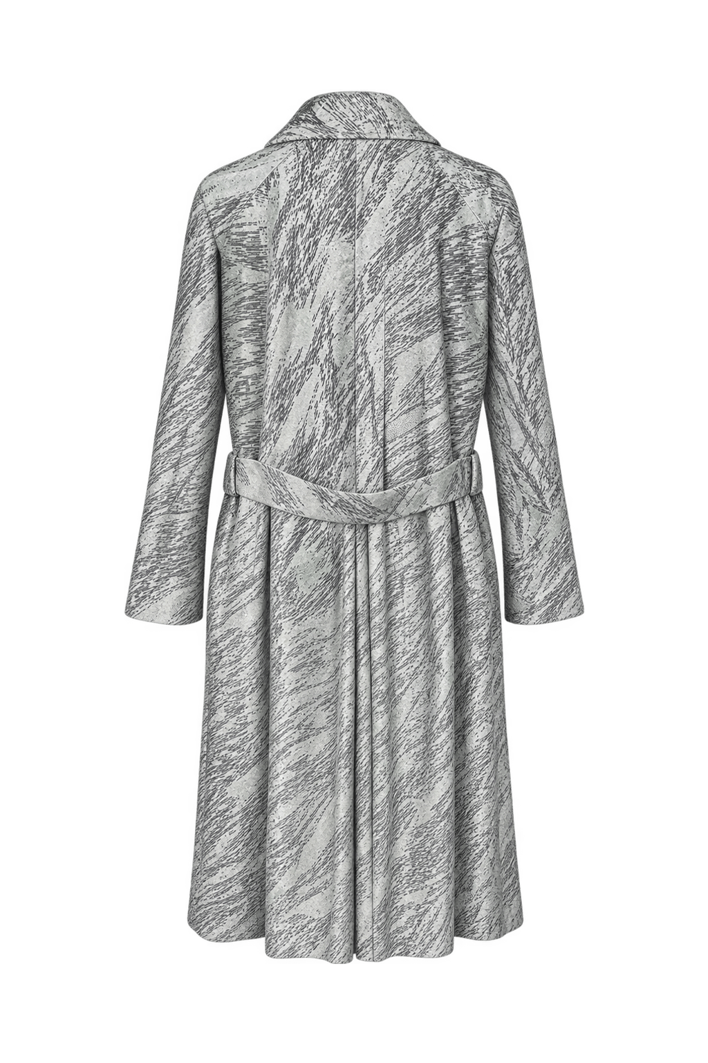 1980s Silvery Ivory Woven Coat - Back View