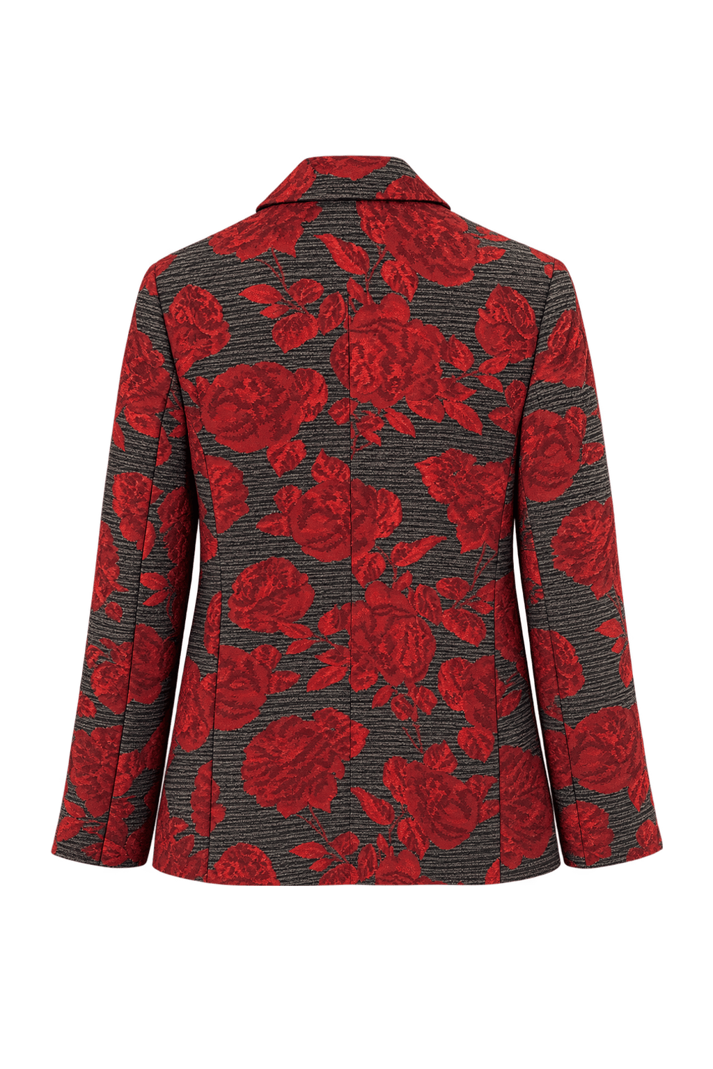 1990s Charcoal Grey Woven Fabric Jacket - Back View