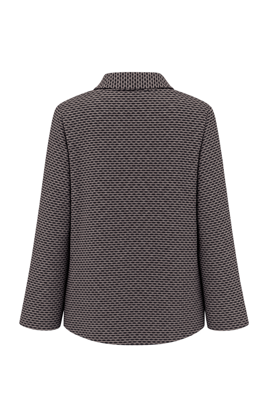 1990s Black Taupe Gray Woven Fabric Jacket - Back View