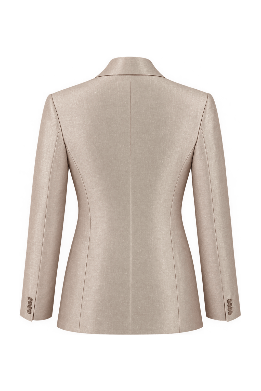 1980s Pale Champagne Beige Silk Blazer - Back View