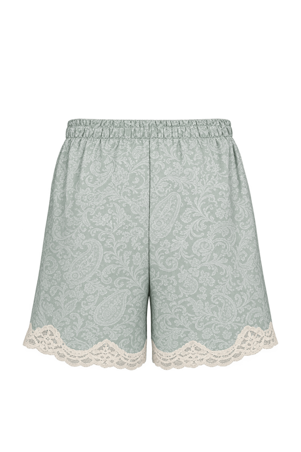 1990s Pale Mint Green Silky Shorts - Back View