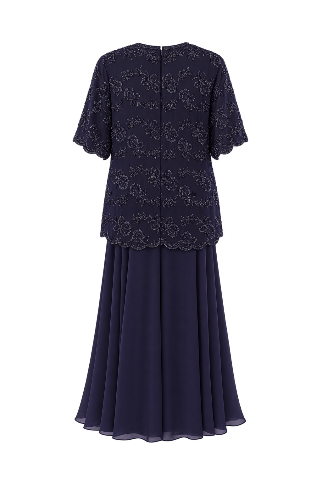 1980s Deep Plum Purple Chiffon Gown - Back View