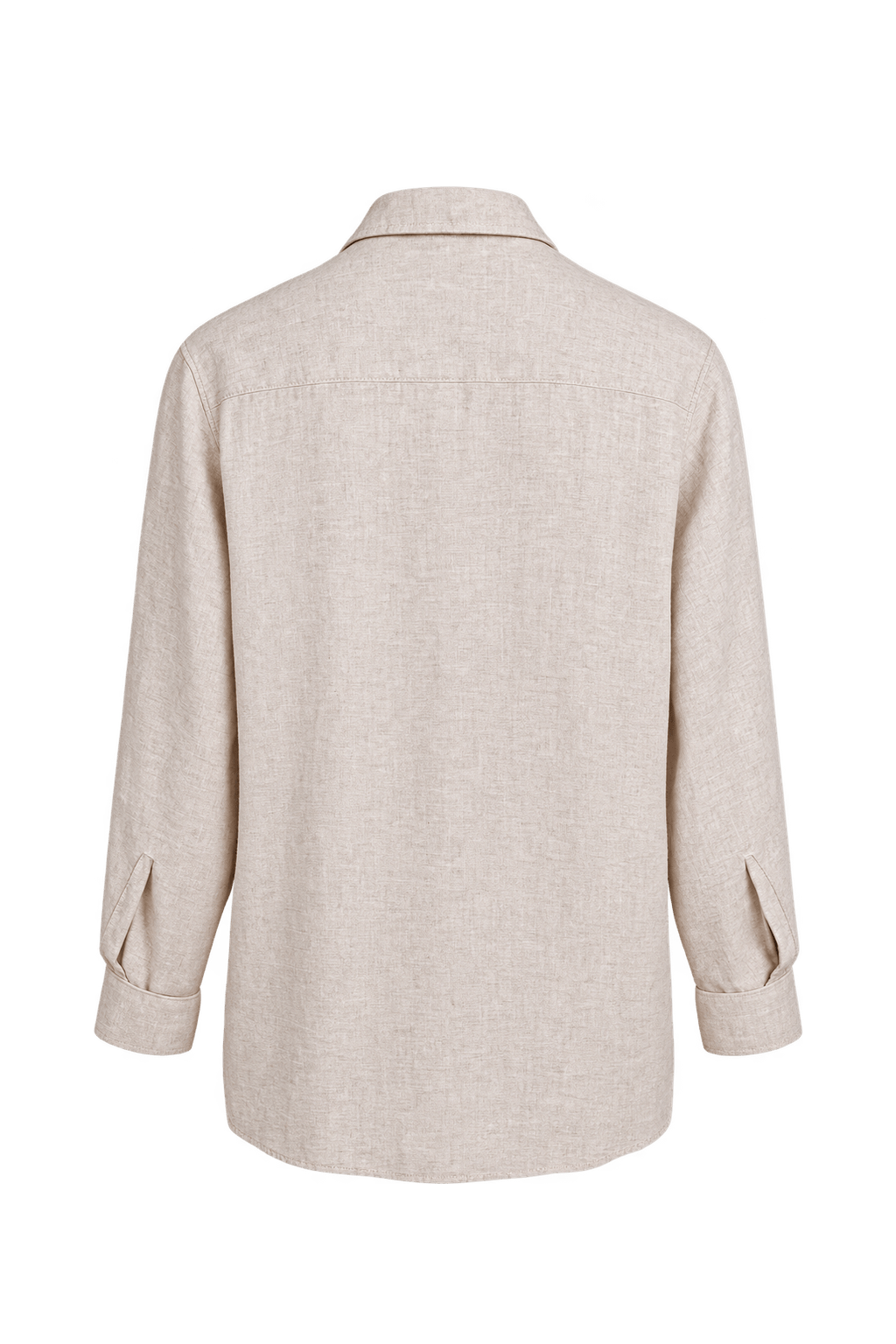 1970s Cream Beige Linen Button-Down Shirt - Back View