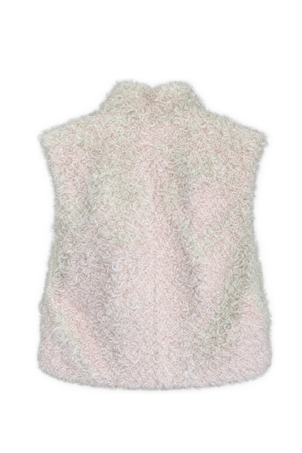 1980s Ivory White Curly Fur Vest - Back View