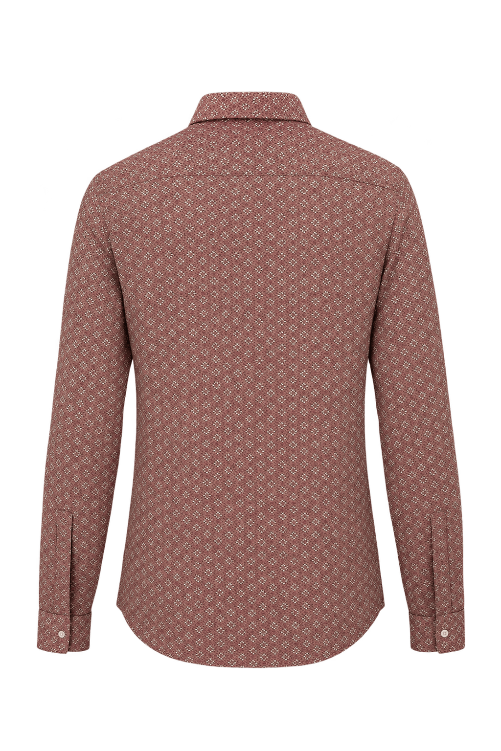 1970s Dusty Rose Pink Woven Fabric Button-Down Shirt - Back View