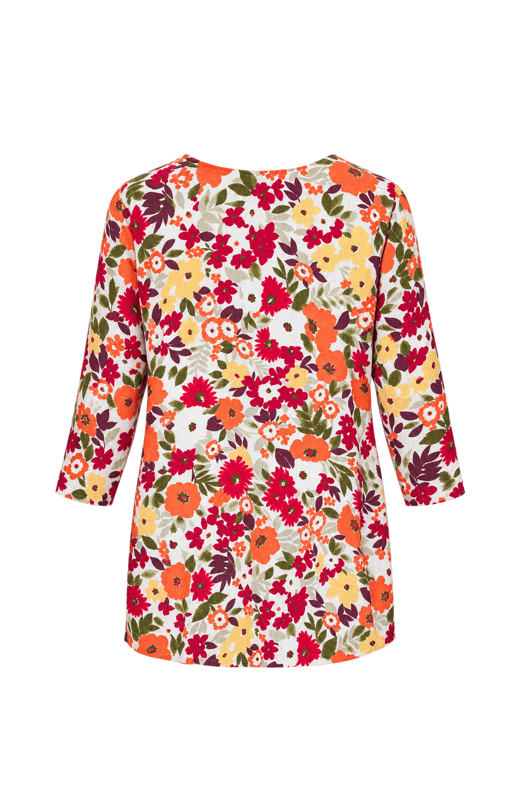 1970s Off-White Woven Floral Print Tunic - Back View