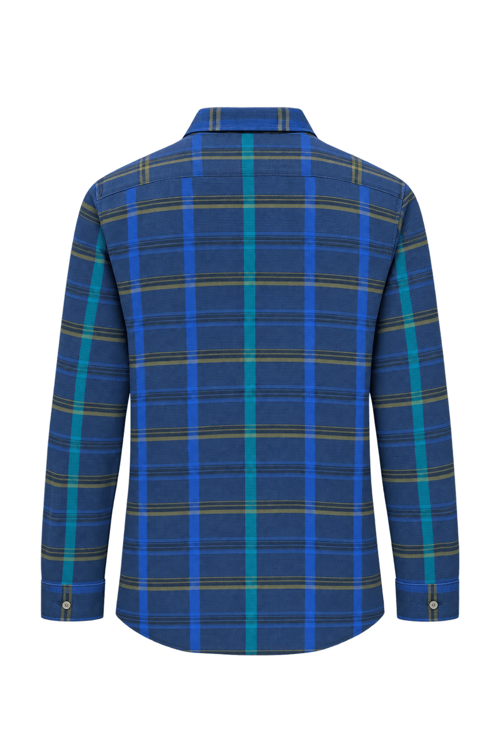 1980s Dark Navy Woven Fabric Button-Down Shirt - Back View